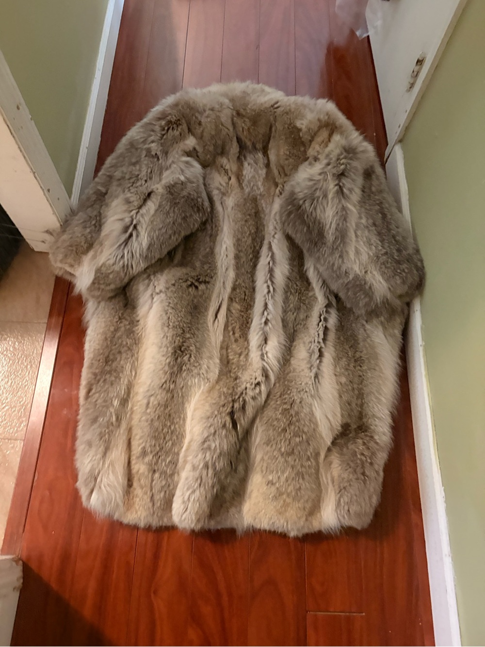 Schultz furriers real coyote fur full length coat